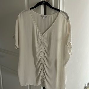 Cabi cream blouse elastic ruched front size Medium